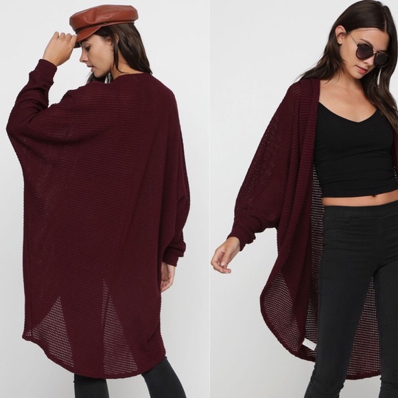✨LAST 3✨ Waffle Knit Duster in Burgundy💋 - Picture 2 of 2